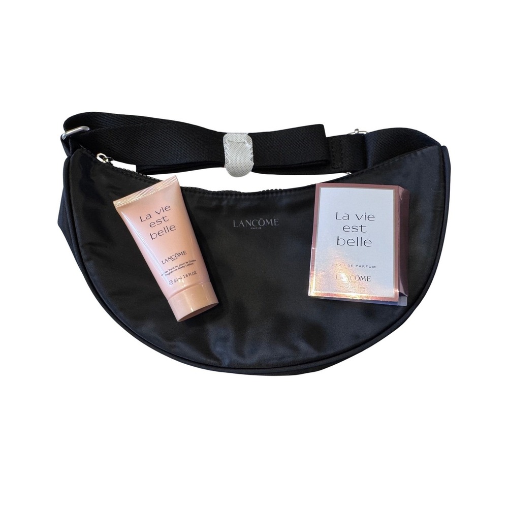 Lancome OS Black Crescent Bag Women's La Vie Est Belle Gift Set